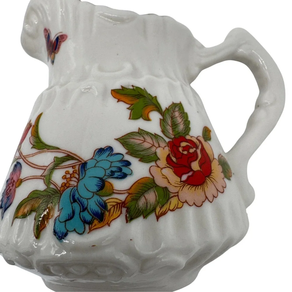 Aynsley Cottage Garden Mini Creamer Fine Bone China Floral Butterfly Gold Trim